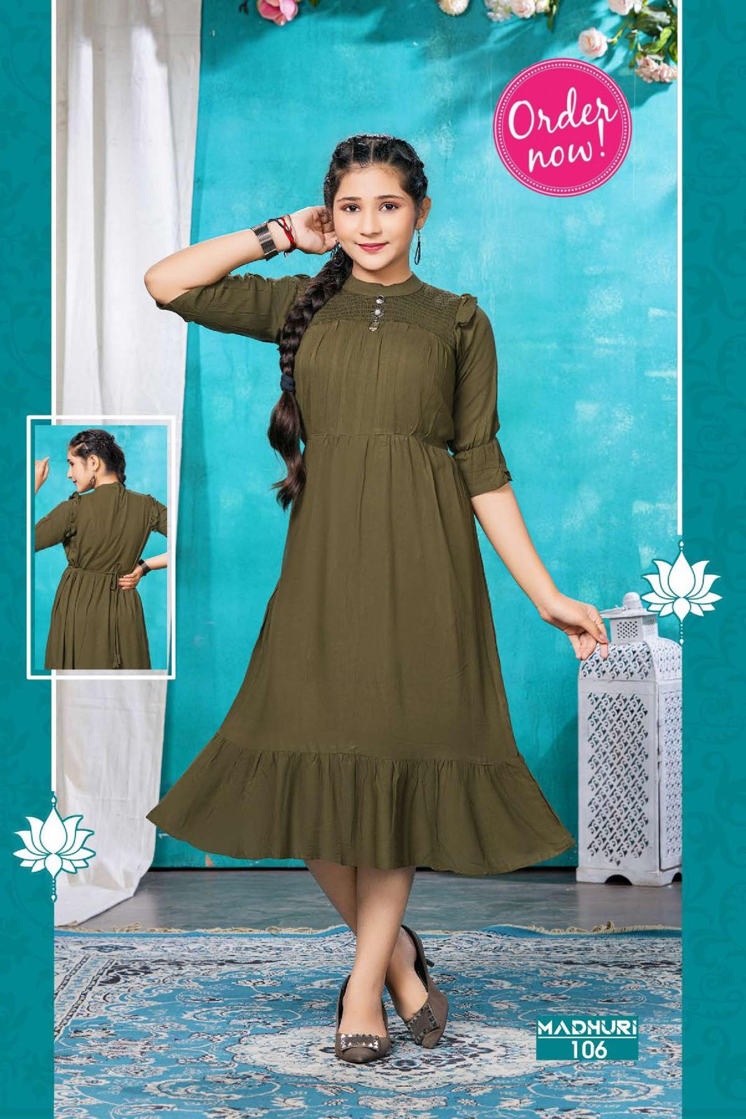 Kids Madhuri Fancy Ethnic Wear Wholesale Anarkali Kurti Collection